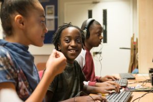 Children working at computers