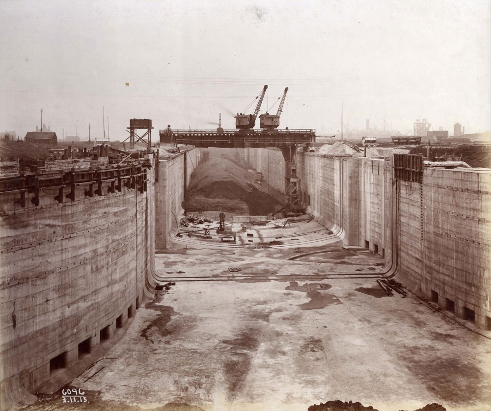 An historical image of the Royal Docks