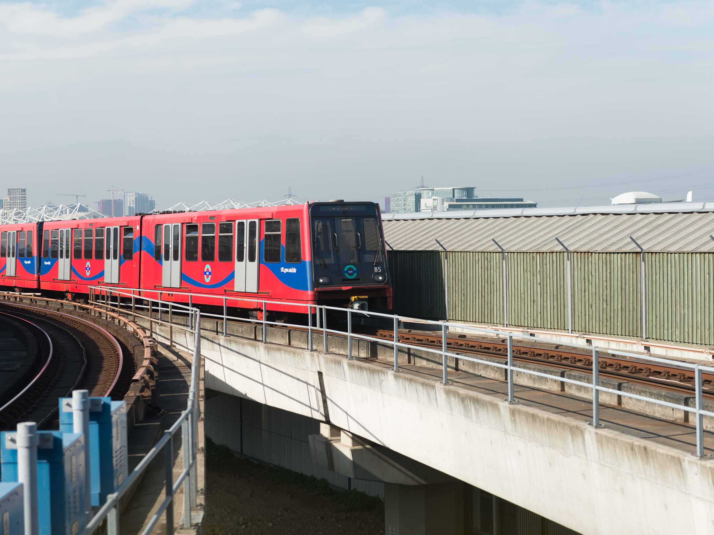 DLR train approaching along a track