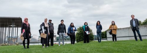 Public Spaces Community Working Group for the Royal Docks, group photo in Thames Barrier Park