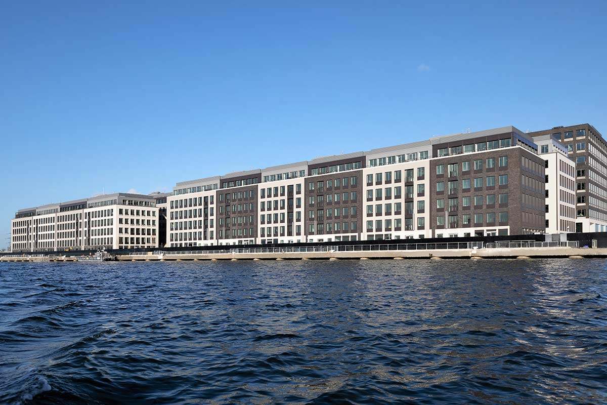 Office blocks next to the water