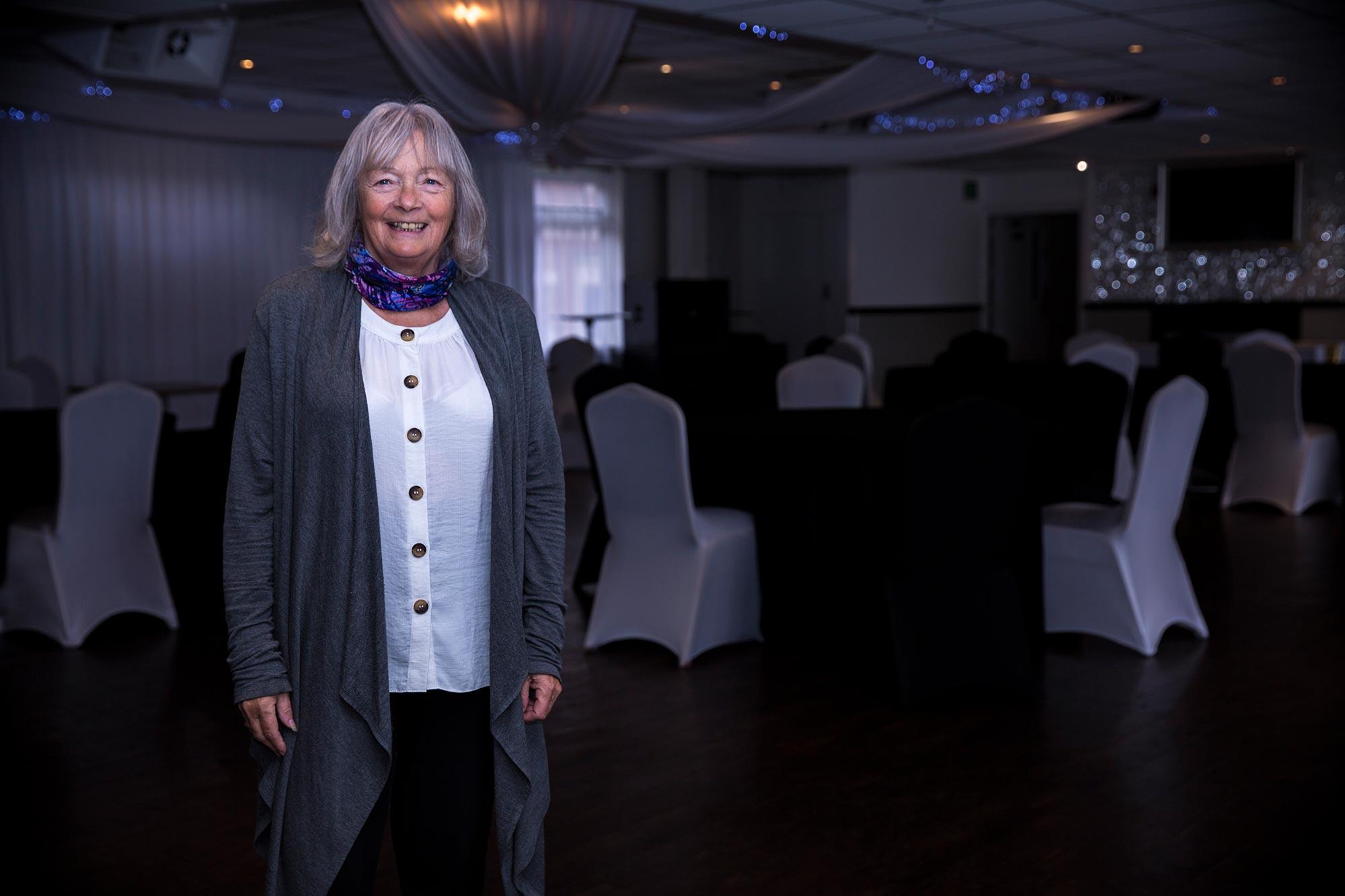 Marian Phillips setting up a wedding event