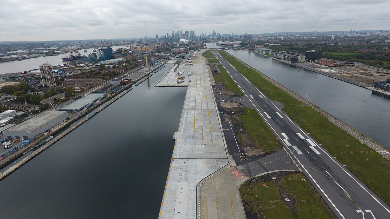 Overheard view of London City Airport