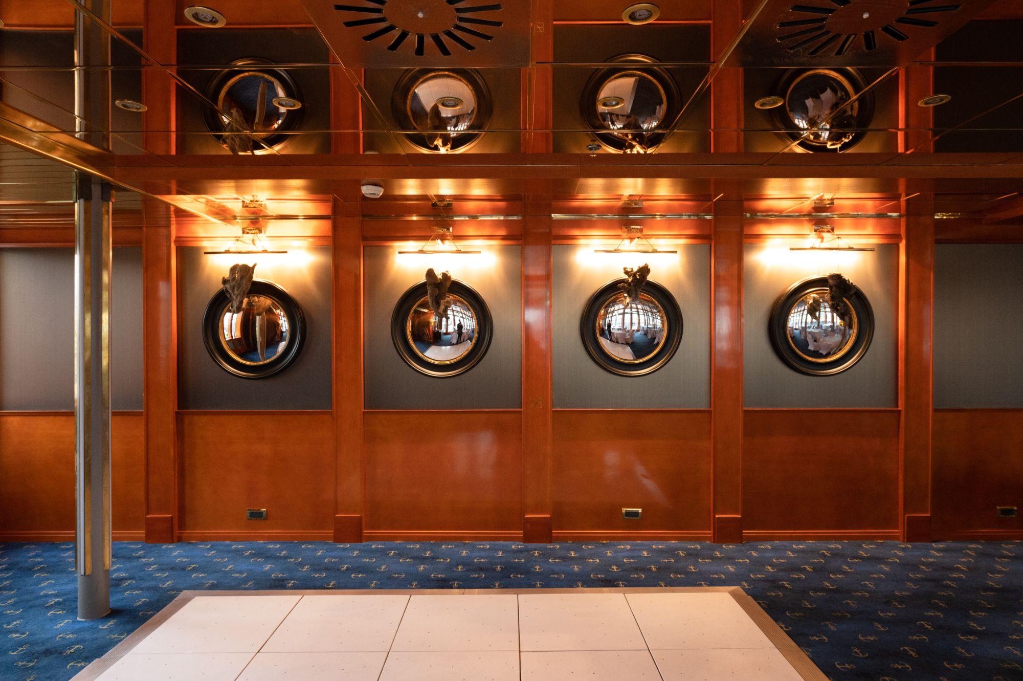 Ornate portholes inside the yacht