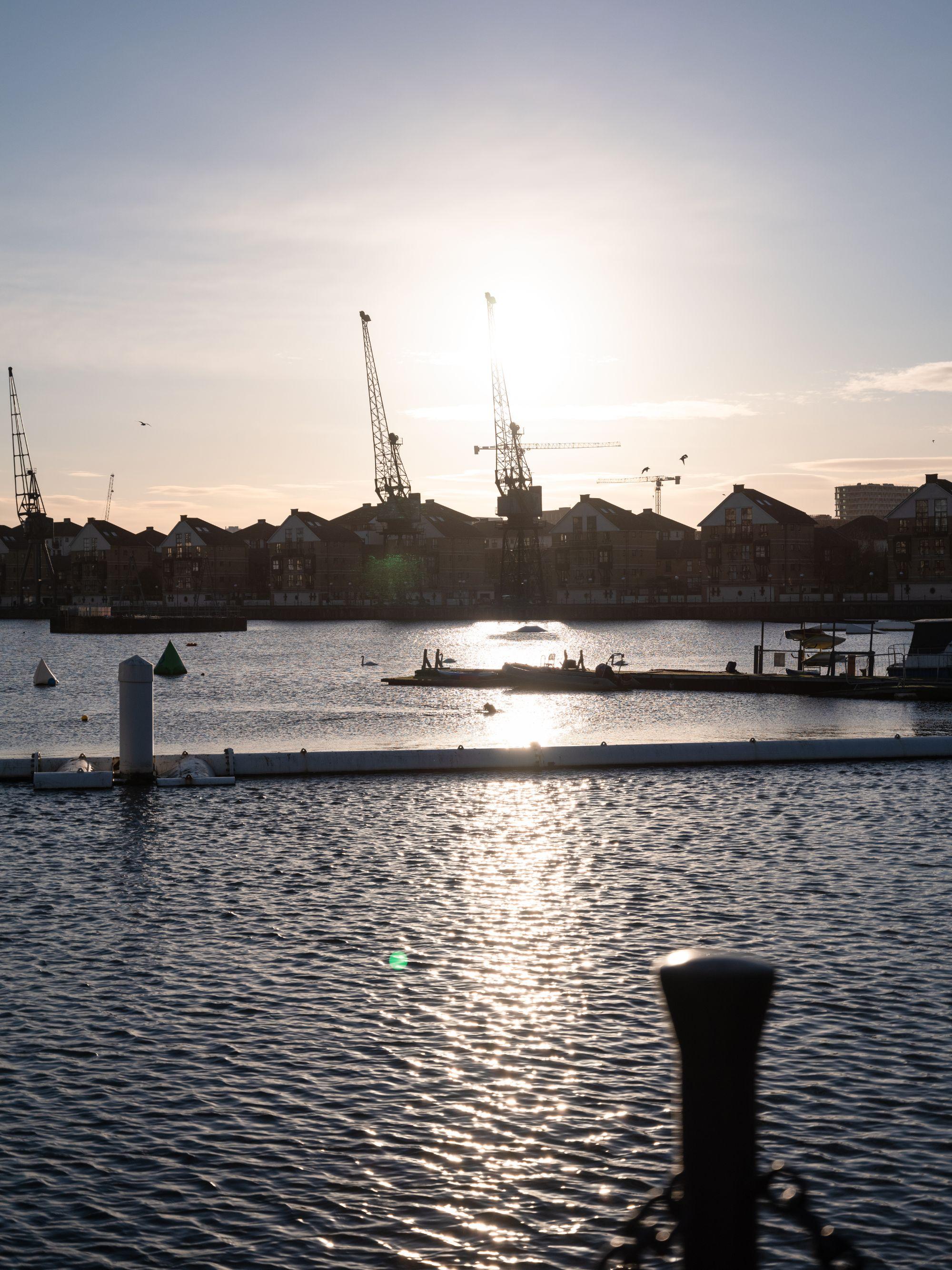 Sunset over the dock water