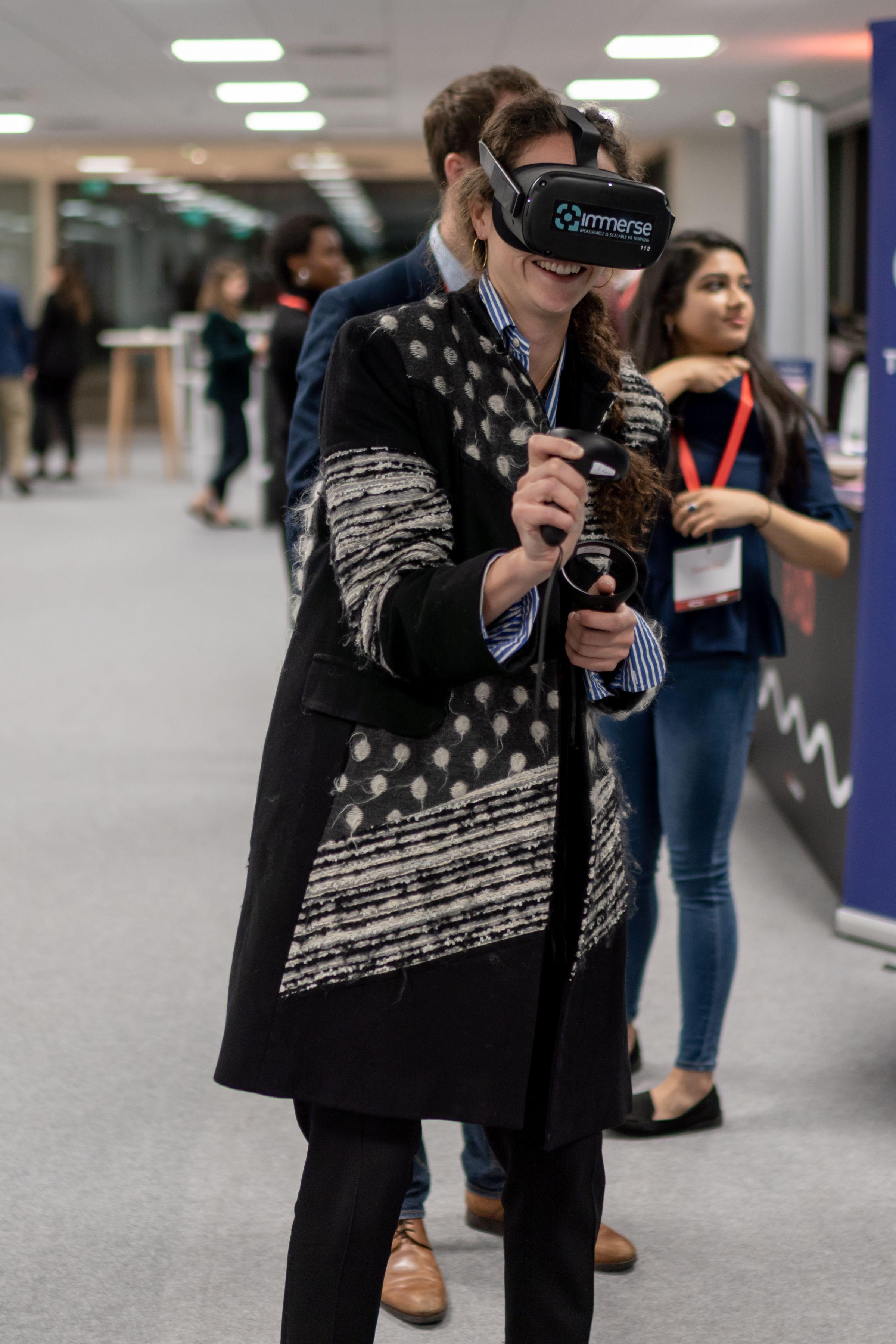 Woman using VR headset at ABP event day