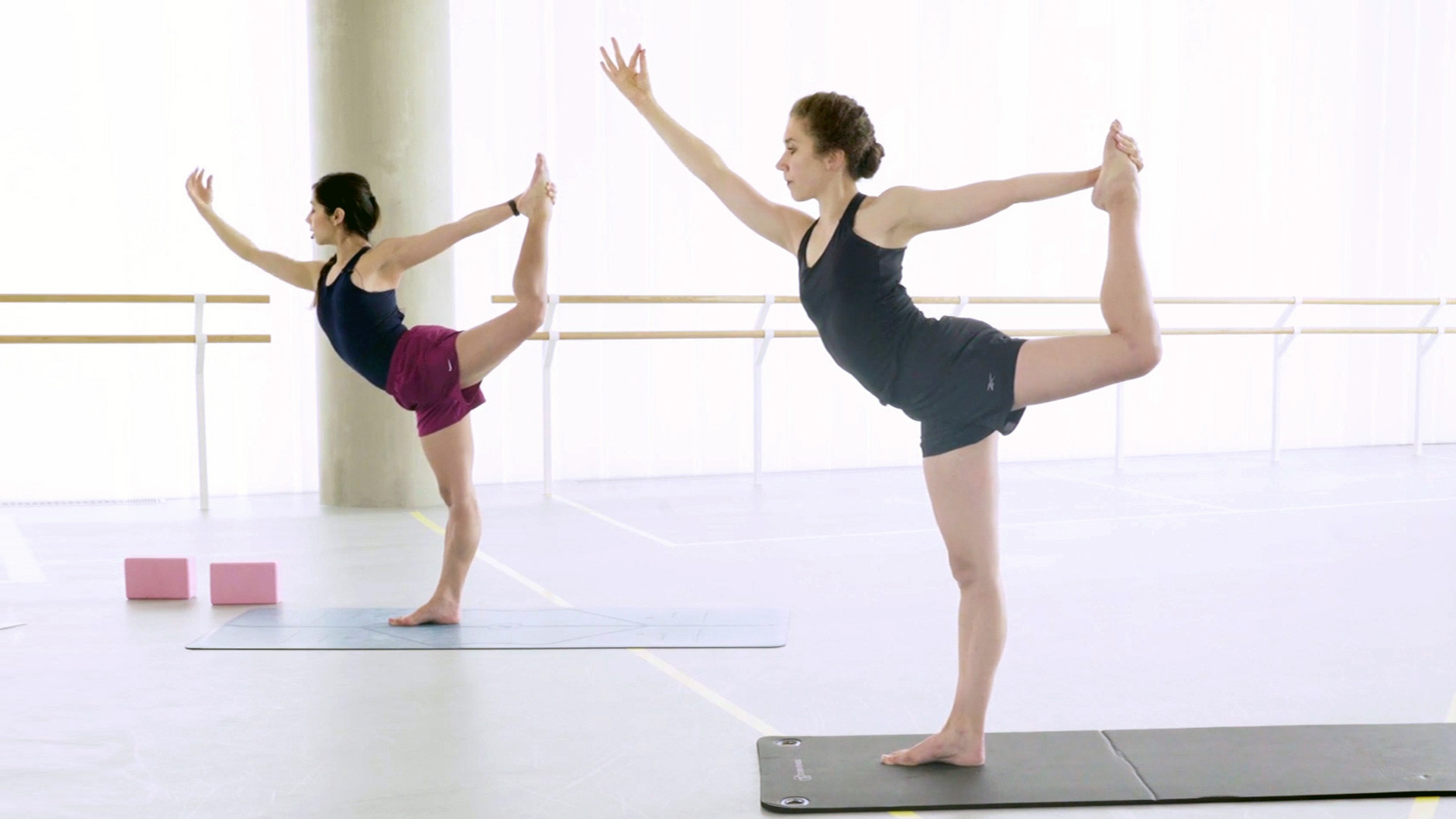 Two women practising ballet