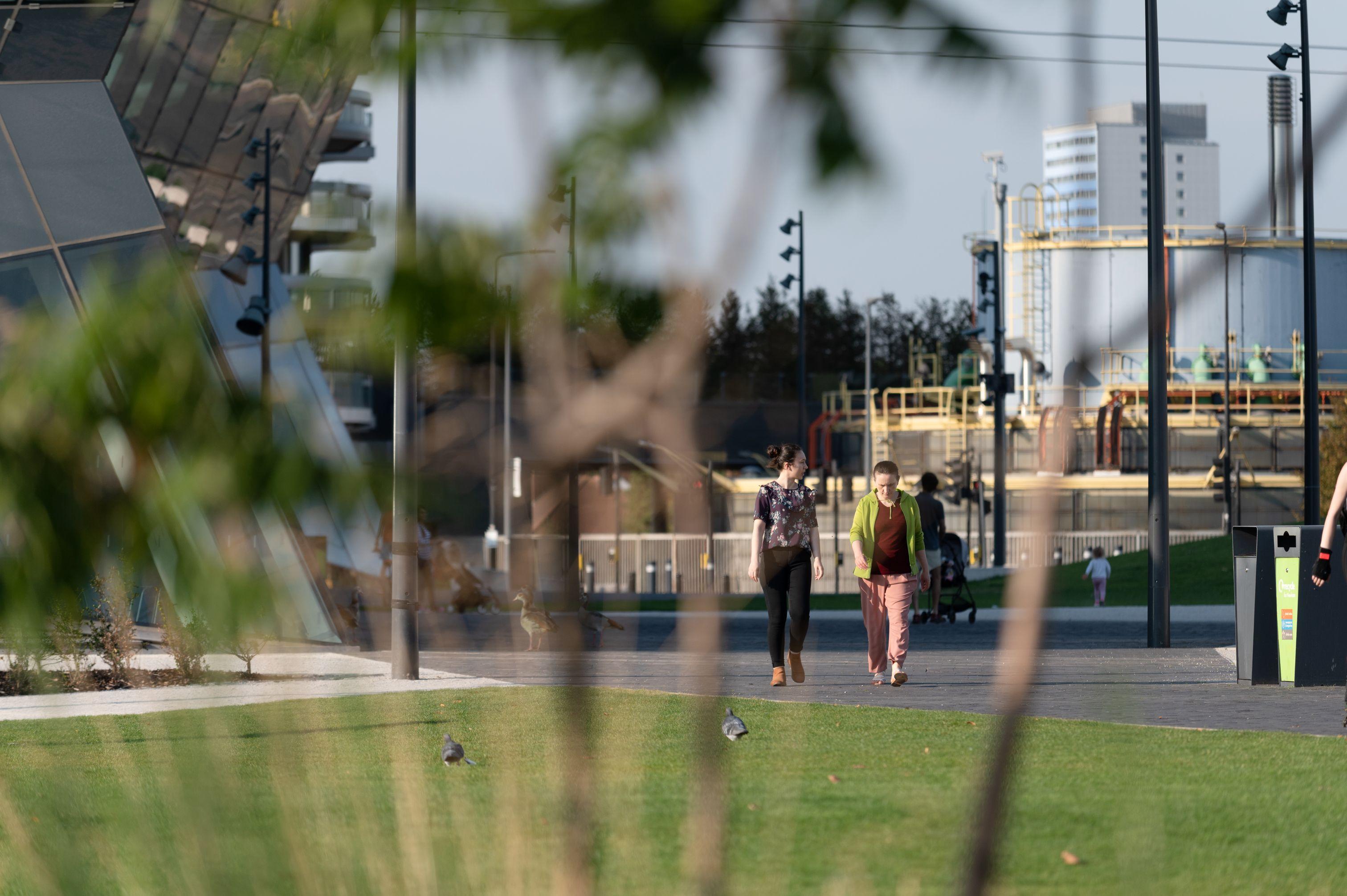 Two teens walking in the Crystal gardens