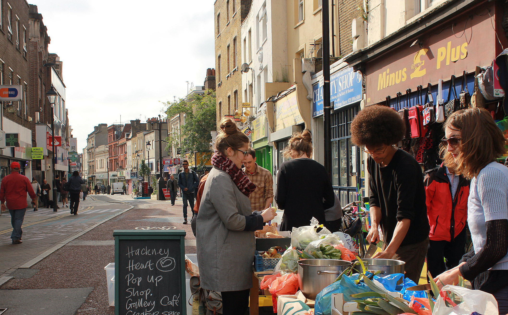 Group of people at a street feast