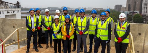 Progress at the Royal Docks flagship site Silvertown as affordable homes top out