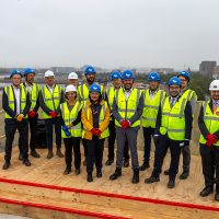 Progress at the Royal Docks flagship site Silvertown as affordable homes top out