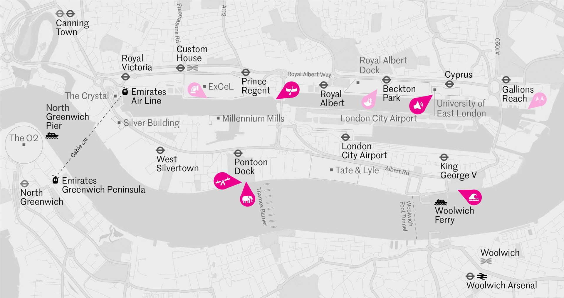 A map of the Pews and Perches bench locations