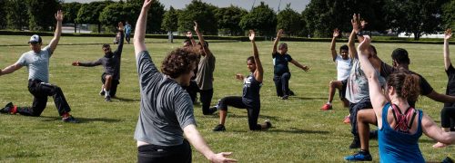 Outdoor fitness at Thames Barrier Park