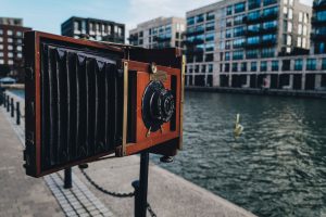 A wet plate camera in the Royal Docks